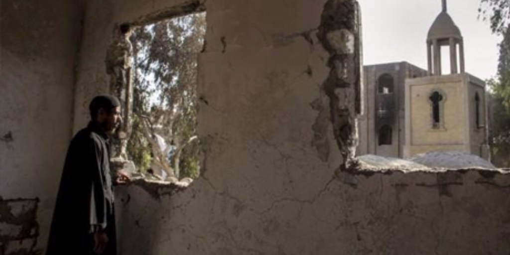 A sabotaged church in Dalja, Minya governorate, 2013 (Photo: Lovers of Bishop Raphael Facebook page)
