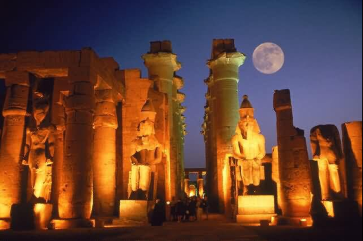 Supermoon above the Luxor Temple. Photo credit unknown