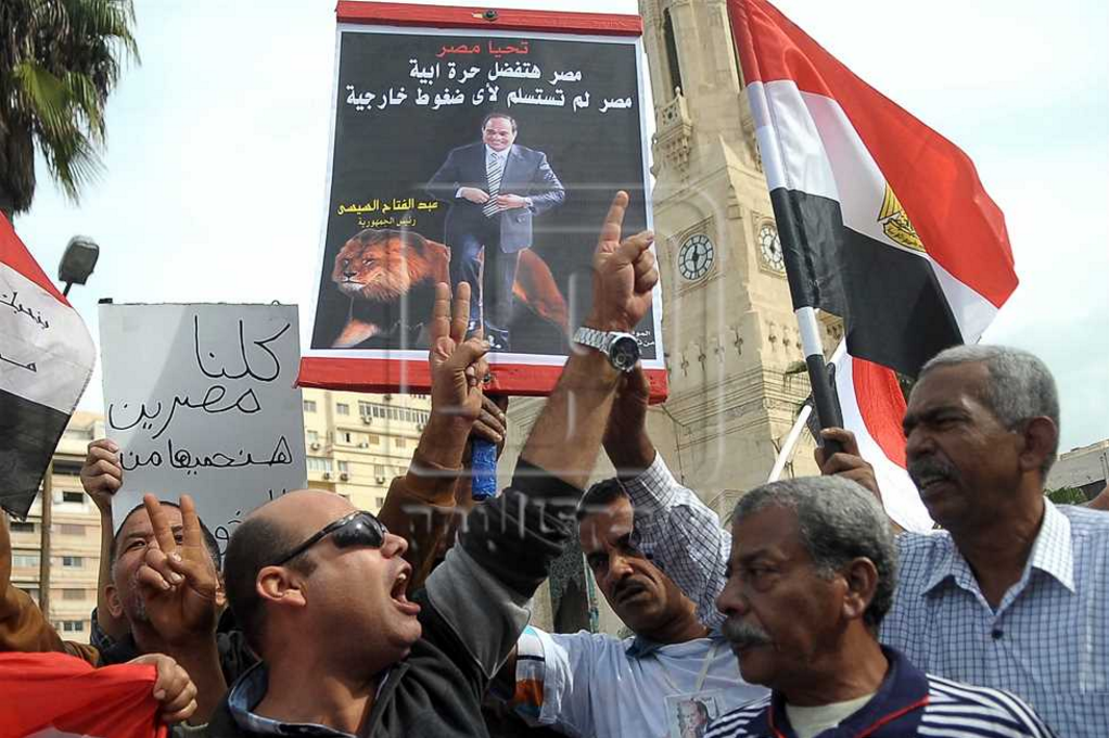 A counter-protest held by government supporters in Alexandria on 11 November 2016 (Credit: Al-Masry Al-Youm)