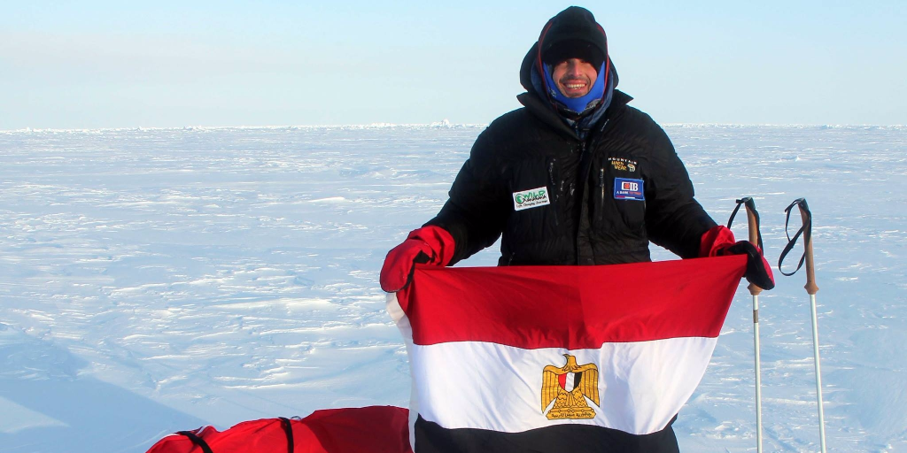 Omar Samra when he became the first Egyptian to ski the south pole.