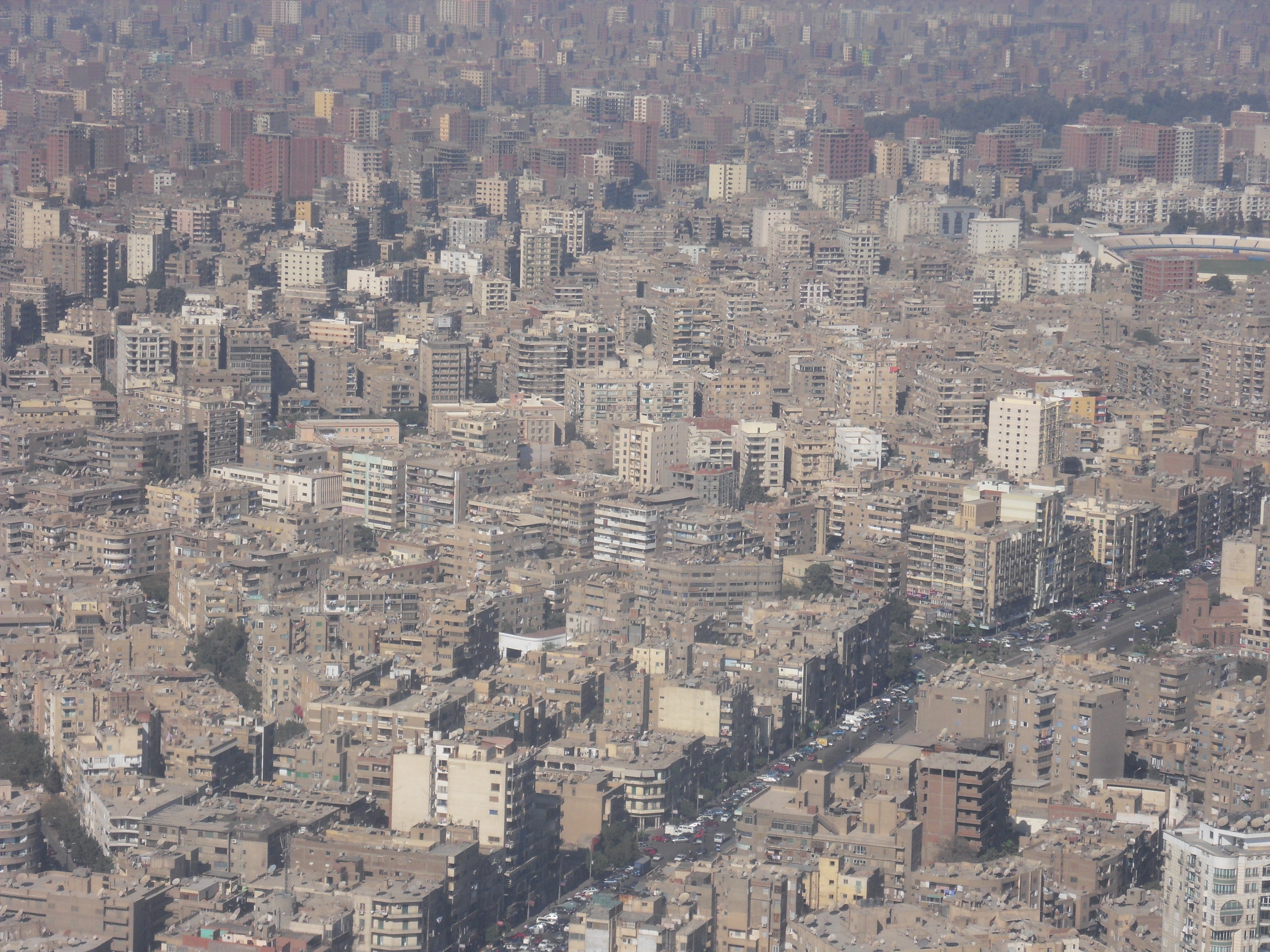 In Cairo, it is rarely possible to see more than a few kilometers ahead of you due to the smog.