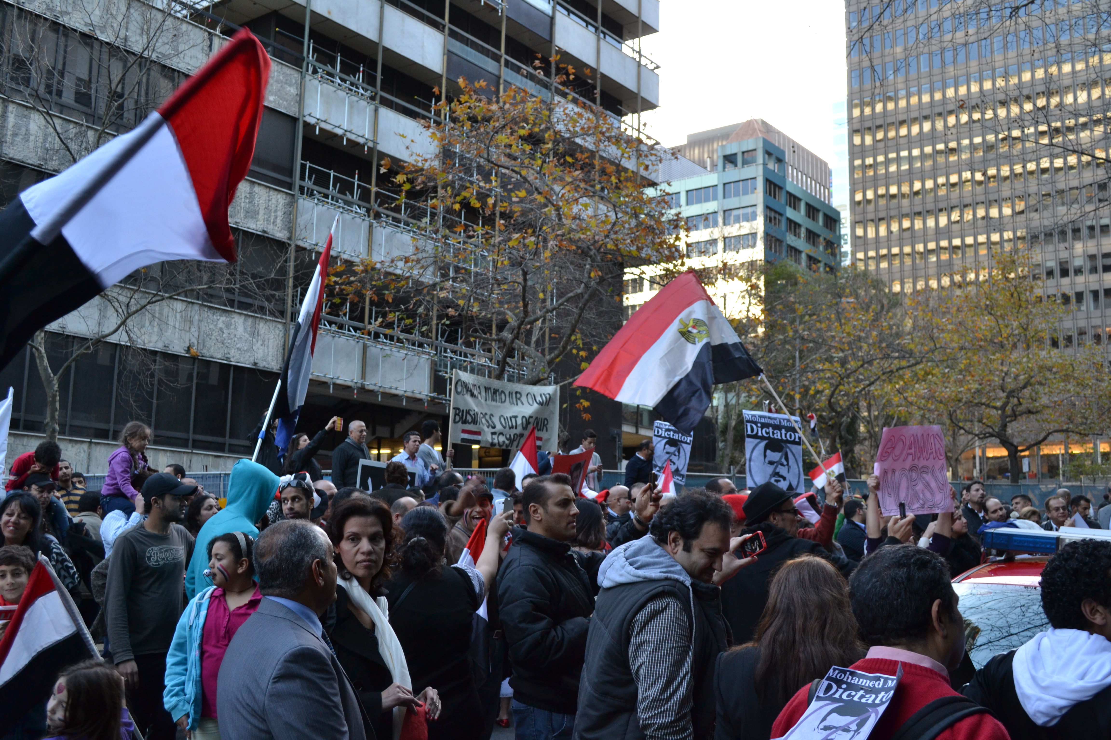 Outside the Egyptian Consulate