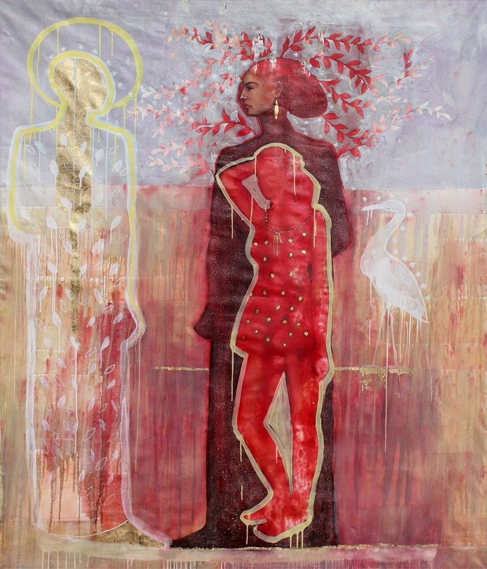 Tamr Henna, Acrylic and oil colors on canvas, 208 x 174 cm (Reda Abdel Rahman, 2014)