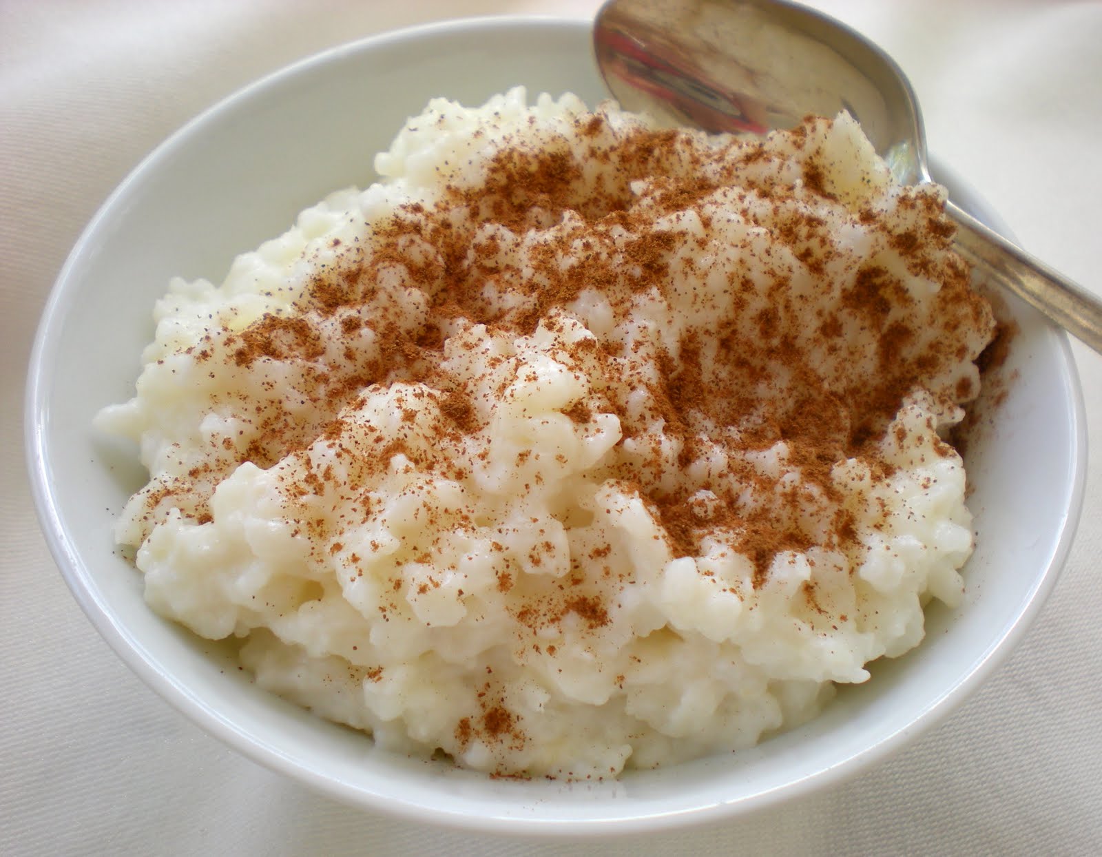 Delicious rice pudding garnished with cinnamon. 