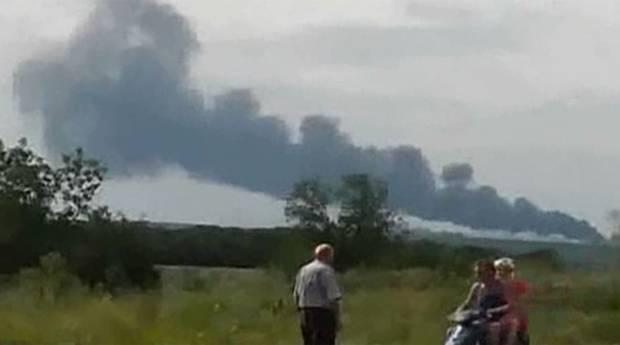 An unverified image of smoke from the Malaysian airliner crash in Ukraine.