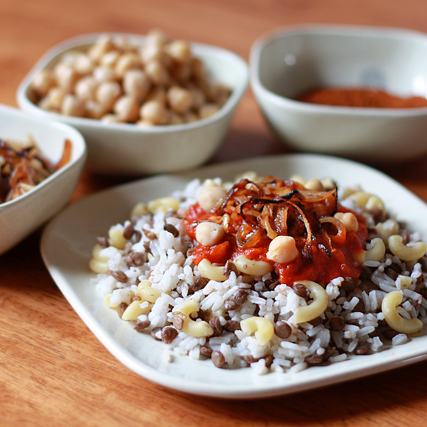 Egypt's 'national dish,' Koshari, is vegetarian. Credit: The Daring Gourmet