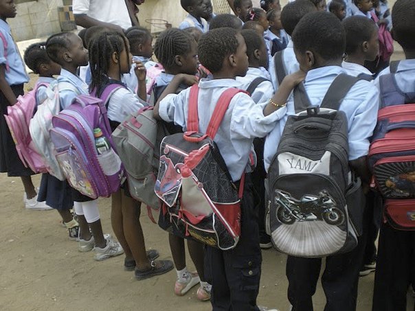 Students at AHLC eagerly waiting to start the school day. Many of these children arrive at AHLC functionally illiterate and without the school, they would face the future without any hope of education.