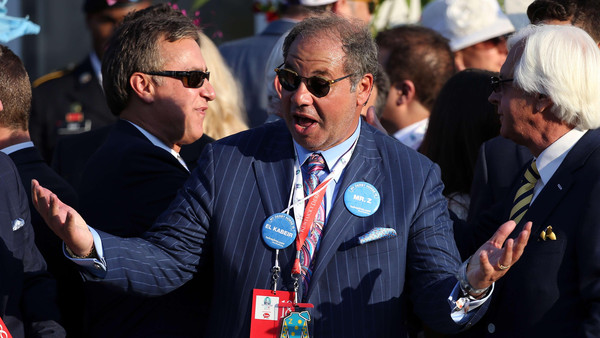 Ahmed Zayat, owner of American Pharaoh, celebrating his victory.