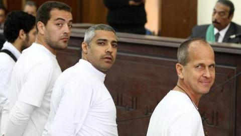 Egypt sentenced three Al Jazeera journalists to seven years in prison last year 