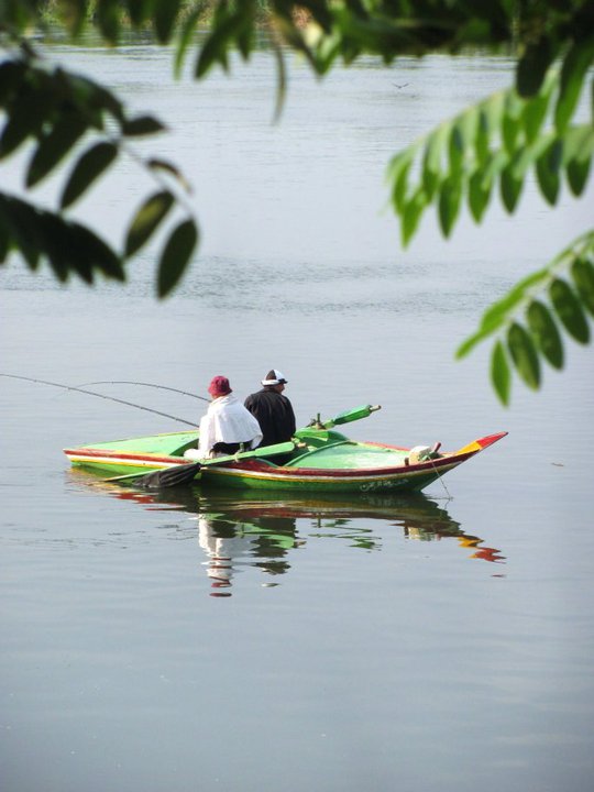 Men fishing near al-Qanater al-Khayreyya (the Delta Barrages). Credit: Enas El Masry