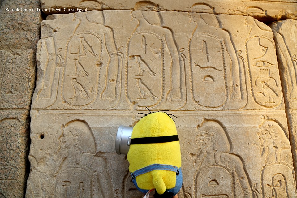 Kevin's attempt at a Pharaonic camouflage at Luxor's Karnak Temple 