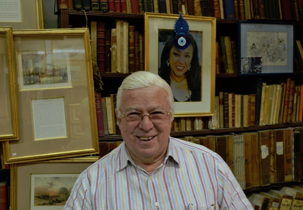 Hassan Kamy at L'Orientaliste. Many know Mr. Kamy for his Opera and acting career, but are unaware he owns and runs a bookstore in downtown Cairo. Credit: Mohamed Khairat