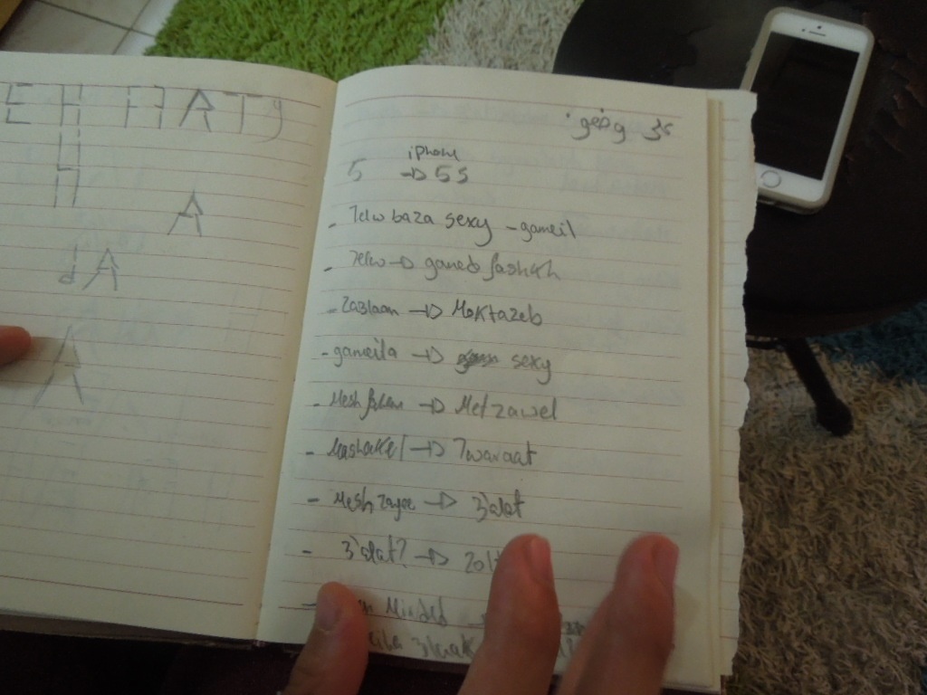 Abdoul's notebook where he jots down the random ideas that are later presented in his videos