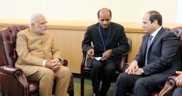 Indian Prime Minister Indira Modi with Sisi in New York