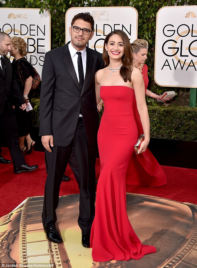 Sam Esmail and Emily Rossum on the red carpet.