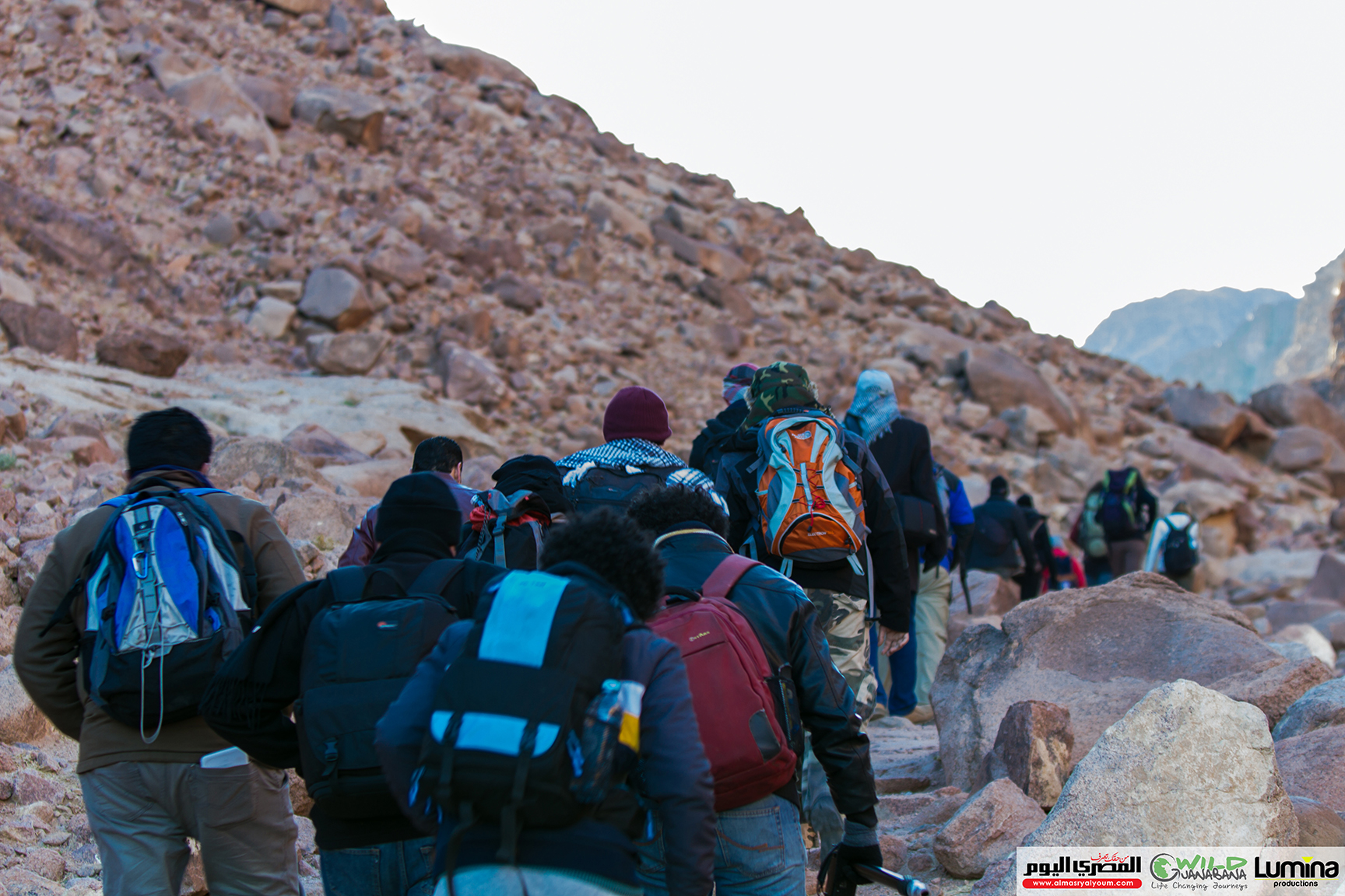 Hiking up Mount St Catherine. Credit: Lumina Productions