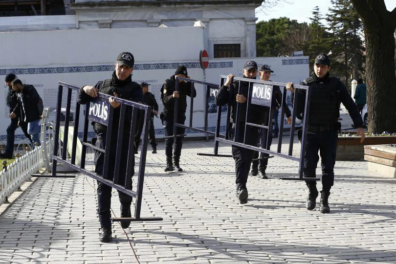 Turkish police at the Sultanahmet district following an explosion that rocked Central Turkey. Credit: Osman Orsal/ Reuters