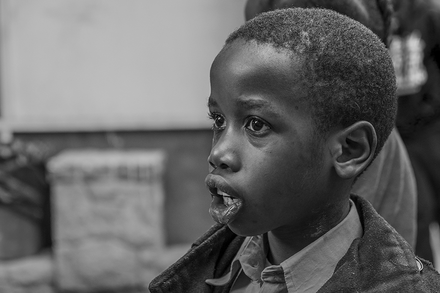 A young student during the morning line