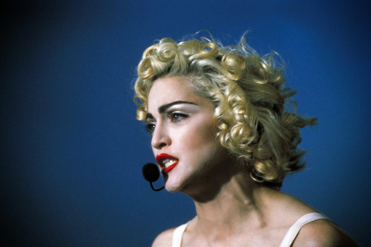 Madonna in the Blond Ambition Tour in 1990. 