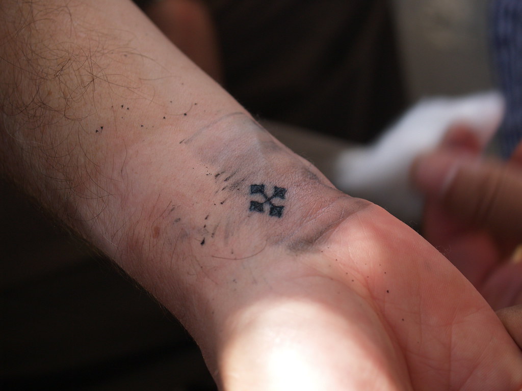 side wrist cross tattoo