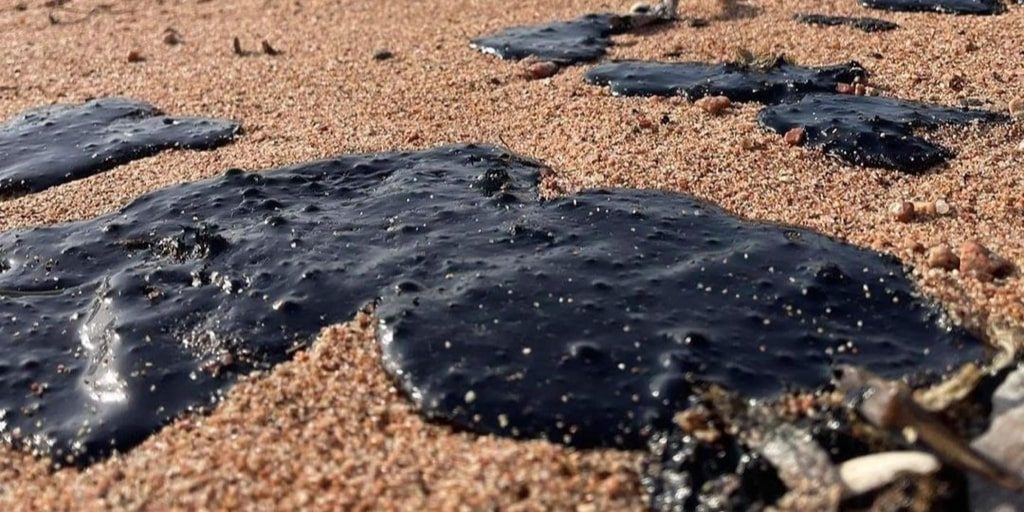 Oil Spill from Gulf of Aqaba Reaches Assalah Beach in Dahab Oil Spill from Gulf of Aqaba Reaches Assalah Beach in Dahab